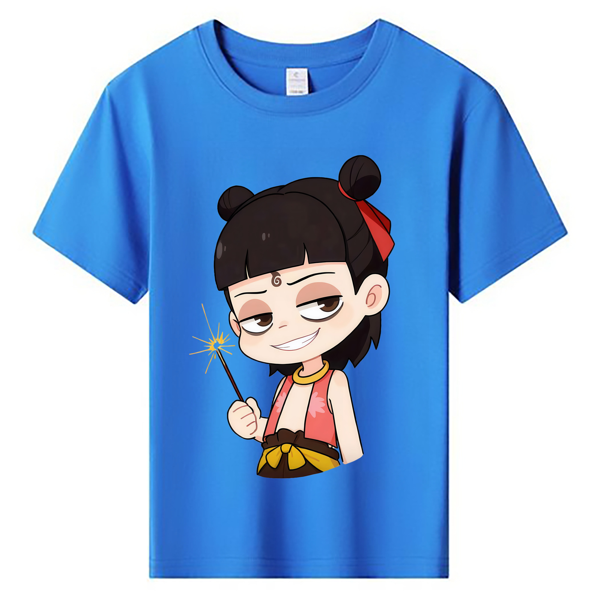 （画像用） Ne Zha 2 ナタ 魔童の大暴れ 綿100％キッズTシャツ（フロントプリント）